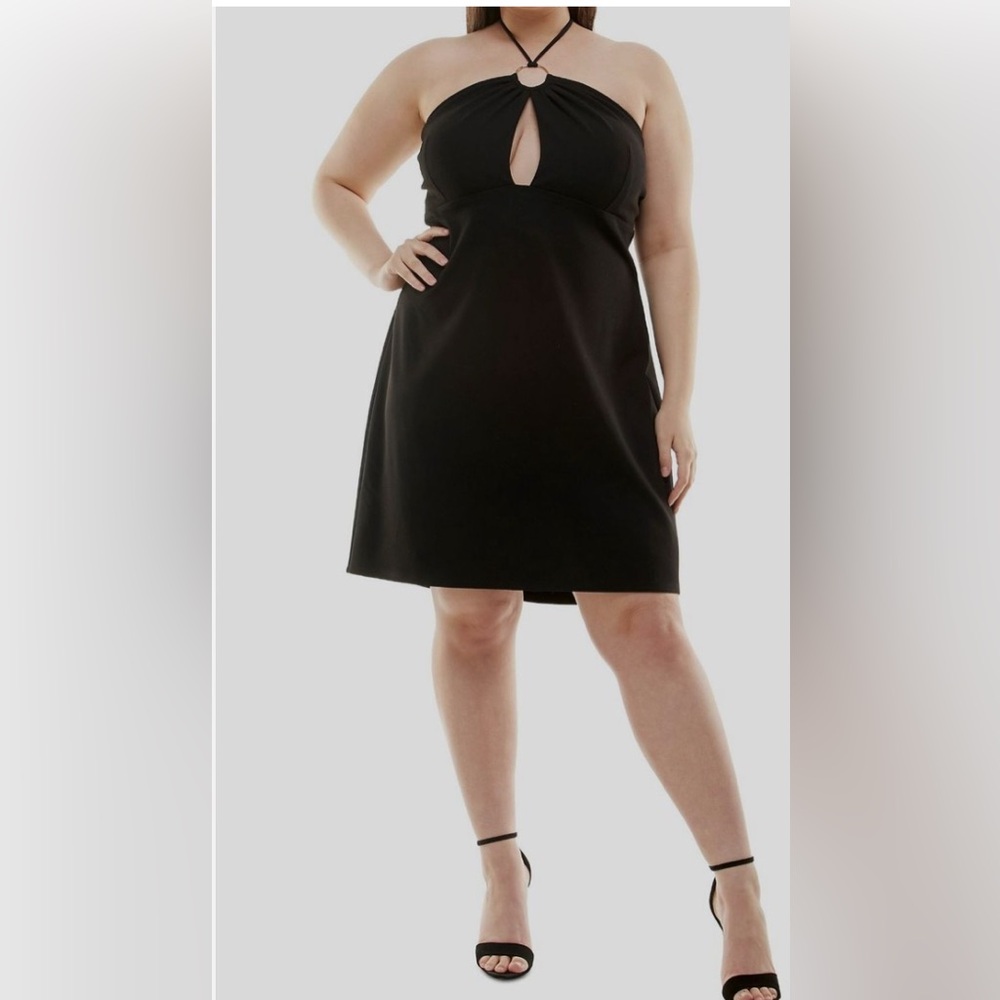Speechless Women's Black Ring-Tie Halter Dress Plus Size 20W NEW NWT